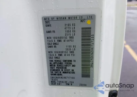 2017 Nissan Nv200 S z USA, uszkodzony, nr VIN 3N6CM0KN2HK717155